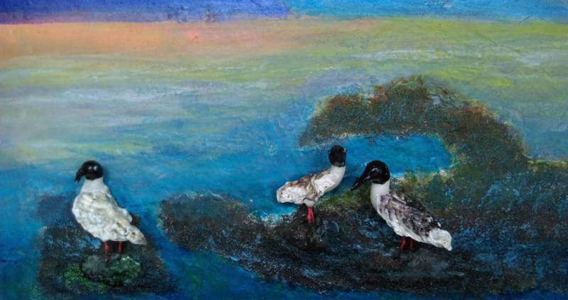 大杓鷸創意蚵沙畫